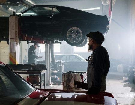 working scene in garage